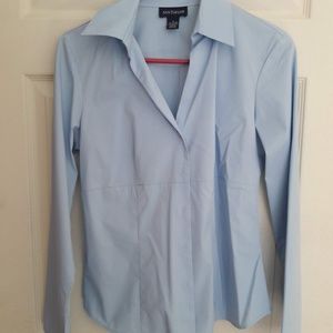 Blue V Neck Blouse
